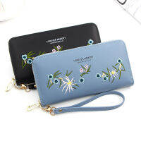 Women Wallets Embroidery Flowers Zipper Coin Purses Female Letter Solid Color Card Holder Ladies Wristband Handbag Money Clip