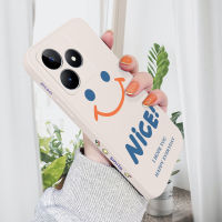 เคส PMP สำหรับ Realme C53 Realme Narzo N53การ์ตูนน่ารัก Smlie Face โทรศัพท์ดีไซน์ของเหลวรูปแบบขอบสี่เหลี่ยมปลอกซิลิโคนเคสกล้องคลุมทั้งหมด