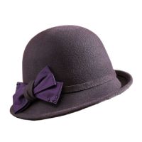 2023 Women Party Formal Headwear Lady Winter Fashion Asymmetric Bowknot 100% Wool Felt Fedora Hats