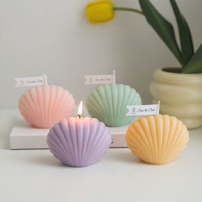 O•urHome [พร้อมส่ง] เทียนหอมเปลือกหอย Seashell scented candle ของขวัญเล็ก ๆ ที่สร้างสรรค์ ของตกแต่งบ้านแฮนด์เมด อุปกรณ์ประกอบฉากภาพ ตกแต่งร้านกาแฟ