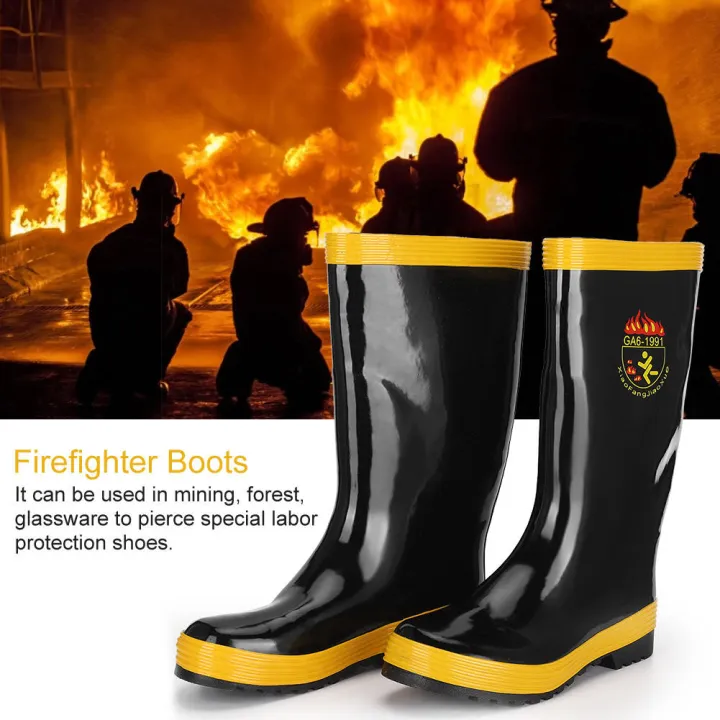 Fire Fighting Shoes การดับเพลิงรองเท้าบูทกู้ภัยลื่นฉนวนกันความร้อนสูง