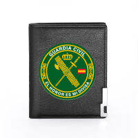 แฟชั่น guardia Civil Honor Badge พิมพ์กระเป๋าสตางค์หนังผู้ชายผู้หญิง billfold Slim บัตรเครดิต id ผู้ถือแทรกสั้น purples