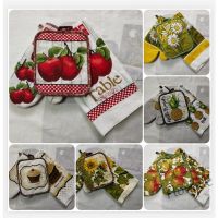 【hot sale】℗✓❖ D13 3Pcs/Set Printed Nordic Kitchen Anti Scald Microwave Oven Glove Insulation Pad Tea Towel Baking Tools