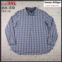 Tommy Hilfiger®แท้ อก 50 ไซส์ XXL เสื้อเชิ้ต ทอมมี่ ฮิลฟิกเกอร์ สีน้ำเงิน เสื้อแขนยาว เนื้อผ้าดีสวยๆ