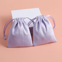 50pcs Jewelry Pouch Purple Small Business Packaging Flannel Velvet Drawstring Ring Earrings Gift Bags can Personalized