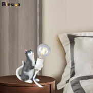 Blesiya Đèn LED HÌNH MÈO Mèo Bằng Nhựa Resin Đèn Bàn Chân Đèn Trang Điểm