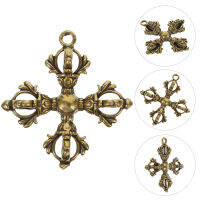 Eshopdeal【Low Price】 Brass Cross Vajra Ornament Vajra Keychain จี้แขวนเครื่องประดับทองเหลืองตกแต่งวินเทจ