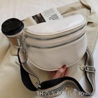 hot【DT】◕✆✠  Crossbody Fashion Shoulder Wide Soft Leather Female Messenger Ladies Semicircle Saddle