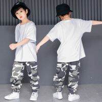 [COD] New trendy hip-hop for boys and girls loose white T camouflage children hiphop