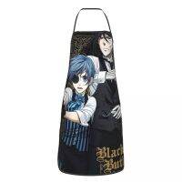 Black Butler อะนิเมะญี่ปุ่นทำอาหารบาร์บีคิวผ้ากันเปื้อนโพลีเอสเตอร์สำหรับผู้ชายเชฟหญิงทำความสะอาดบ้านสวน