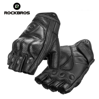 hotx【DT】 ROCKBROS Gloves Men Gel Protector Motorcycle Sport Short Breathable Half