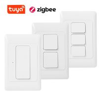 Milfra Tuya Zigbee สวิตช์ปุ่มกดทางกายภาพสมาร์ท US AU บราซิลสวิตช์ผนังไฟ 1/2 / 3Gang Timer การควบคุมด้วยเสียง Google Alexa▃