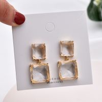 Minimalist Geometric Block Clip on Earrings No Hole Ear Clips Exaggerated Transparent Square Clip Earring Without Piercing Women