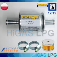 กรองแก๊ส LPG Czaja ø 12mm / ø 12 mm ( NEW 2020) + ใส้หม้อต้ม Autogas Italia รุ่น Rpg 09 1 ชิ้น +เข็มขัดรัท่อแก๊ส 2 ชิ้น