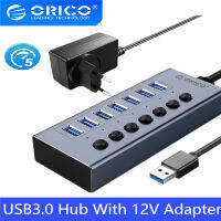 ORICO 7/10/13/16 พอร์ต USB 3.0 HUB Extension พร้อมสวิตช์เปิด/ปิด 12V Powered Adapter รองรับ BC1.2 แยกการชาร์จสำหรับ PC-Gamekj