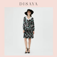 [DISAYA] - Print Ribbon Dress ชุดเดรสแขนยาวลายปริ้นท์Ribbon