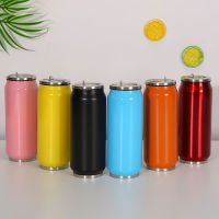 LDFCHENNEL 500ML Sports Thermos Cup With Straw Thermal Beverage Cans Cola Mugs Stainless Steel Vacuum Insulated Water Bottles