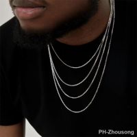 3MM Stainless Steel Square Chain Necklace Hip Hop Thin Box Chain Choker Men Necklace Punk Party Jewelry Accessories