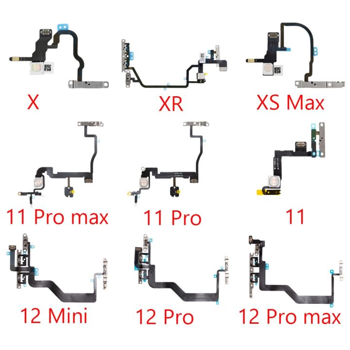 ปุ่มเพิ่มพลังและปริมาณวัสดุโลหะสายเคเบิลยืดหยุ่นกับสวิตช์กุญแจสำหรับ-iphone-11-12-pro-max-12-mini-x-xs-max