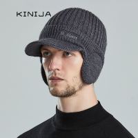 Beanie Hat Men Winter Outdoor Knit Warm Ear Protection Hats Fashion Plush Thicken Cycling Coldproof Earmuff Baseball Cap Bonnet