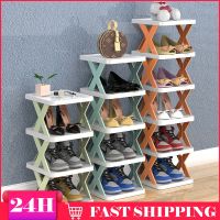 【CC】 2-5Layers Stackable Shoe Rack Easy-assembled Organizer and Storage Plastic Shoes Cabinets Space-Saving Closet Shelf