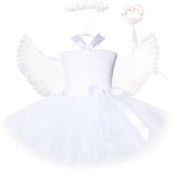 White Angel Tutu เครื่องแต่งกายสำหรับสาวเจ้าหญิง Fairy คอสเพลย์ชุดปีกชุดฮาโลวีนสำหรับเด็กผู้หญิงเสื้อผ้าชุด1-14Y...