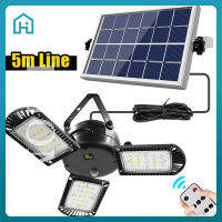 IH Newest 60 led Solar Light 3 Lamp Head Adjustable Lightness With Remote Control 2/4/6 Timer Outdoor Waterproof Solar Garden Lamps