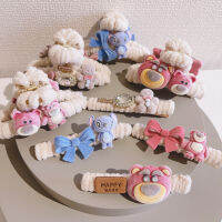 Korean Cartoon Strawberry Bear Corduroy Side Clip New Trendy Large Shark Clip Back Head Grip Barrettes