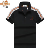 HERMSE เสื้อยืดแขนสั้นผู้ชาย,เสื้อโปโล100% อเนกประสงค์ปักลายตัวอักษรธุรกิจ