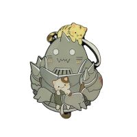 หมวกนักเล่นแร่แปรธาตุ Alphonse Elric และแมวการ์ตูนน่ารักเคลือบโลหะผสมกระเป๋าเสื้อผ้าหมุดเข็มกลัดตะขอส่วนของเสื้อที่ต่อจากปกเสื้อ