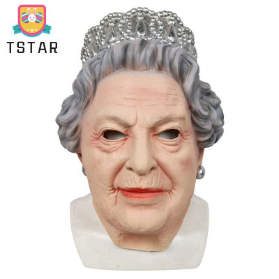 Ts【คลังสินค้าพร้อม】2022 Queen Elizabeth Ii Latex Mask ปาร์ตี้ฮาโลวีนอุปกรณ์ประกอบฉากการแสดงบนเวที Elizabeth Queen Cosplay Mask【cod】