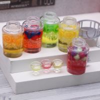 ◙∈ 1Set 1:12 Dollhouse Mini Fruit Bucket Model Miniature Food Beverage Juice Bucket Simulation Toy Doll House Kitchen Accessories