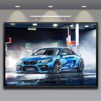 Ultra HD พิมพ์โมเดิร์น BMW M3คลาสสิกสีฟ้ากีฬารถโปสเตอร์ภาพวาดผ้าใบ Wall Art รูปภาพสำหรับห้องนั่งเล่นตกแต่งสำนักงาน