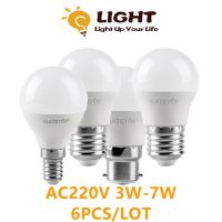 6ชิ้น/ล็อตไฟ LED ทรงฟองอากาศหลอดไฟ G45 B22 E14 3W-7W โคมไฟ LED หลอดไฟสีขาวสีขาวเย็นอุ่น AC220V-240V