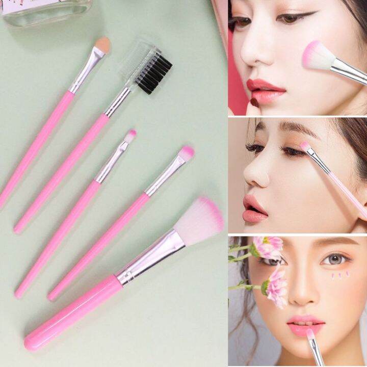 พร้อมส่ง-เซ็ตแปรงแต่งหน้า5ชิ้น-พร้อมถุง-แปรงไฮไลท์แปรงอายแชโดว์แปรงปัดแก้ม-เเปรงเเต่งหน้า-อุปกรณ์แต่งหน้า