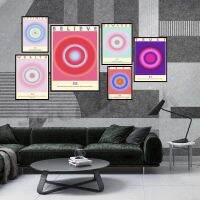 Gradient Colorful Wall Art - Angel Number And Aura Poster-การตกแต่งผนังทางจิตวิญญาณพร้อมการยืนยันในเชิงบวก-เหมาะสำหรับห้องทำสมาธิและสตูดิโอโยคะ