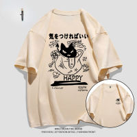 เสื้อยืดเสื้อแขนสั้น Harajuku สำหรับผู้ชายฤดูร้อนไฮสตรีทแฟชั่นผ้าไอซ์ซิลค์แขนสั้นเสื้อสไตล์อานิเมะโอเวอร์ไซส์ Y2K