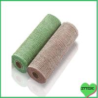 ZTTEBE 2 Rolls 10นิ้วค่ะ ตาข่ายตกแต่งผ้ากระสอบ 2สีค่ะ สีเขียวและผ้าลินิน ห่อริบบิ้น การตกแต่งตกแต่ง 10หลา ริบบิ้นตาข่ายตกแต่ง สำหรับพวงหรีดฤดูใบไม้ผลิ