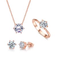 Wedding Jewelry Sets For Women Bridal Crystal Zircon Gold Color Necklace Earrings Ring Fashion Bride Marriage Accessories S553