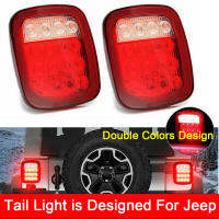 2 2-สี Jeep พวงมาลัยไฟท้าย S ขนาดเล็กขนาดอะไหล่16LED Stop Tail โลโก้ Jeep ไฟรถจี๊ปไฟท้ายไฟท้ายคู่สี DIY Refit อุปกรณ์เสริมรถยนต์