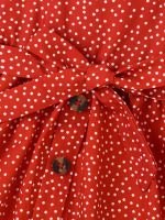 Adorable Polka Dot Print Backless Dress with Ruffle Halter and V Neckline for Toddler Baby Girls Featuring Button Front and  by Hs2023