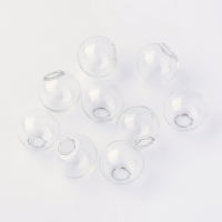 100pc Round Mechanized Blown Glass Globe Ball Bottles for Stud Earring or Crafts Clear 10mm Half Hole: 3~5mm