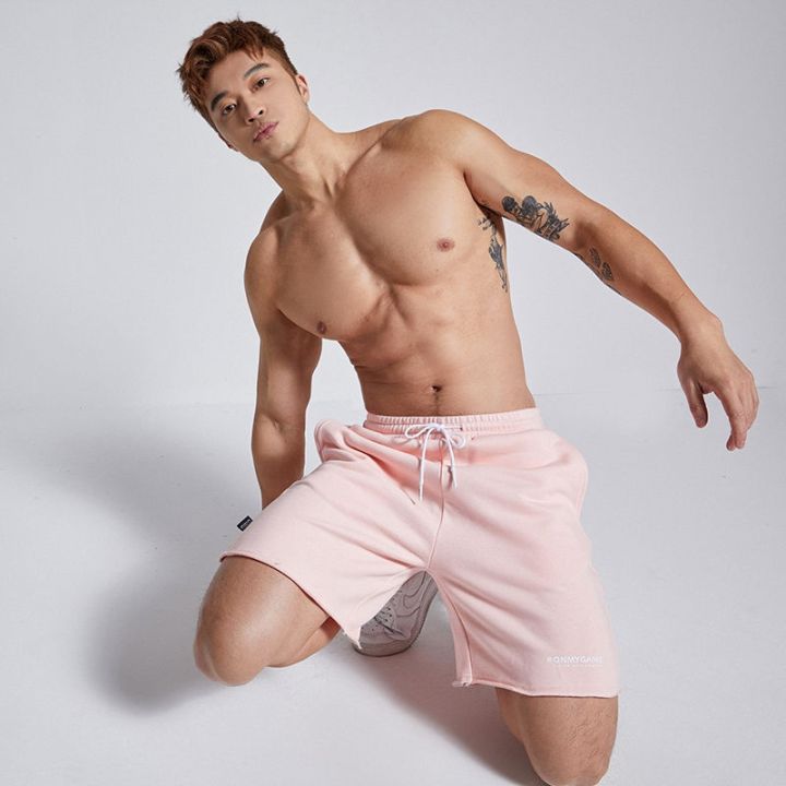 omg-trendy-brand-cotton-casual-loose-sports-shorts-mens-running-sweat-absorbing-breathable-fitness-training-shorts-five-points
