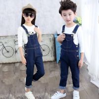 New Kids Denim Overalls for Teenagers Spring Jeans Dungarees Girls Pocket Jumpsuit Children Boys Pants For Age 5 7 9 11 13 Years