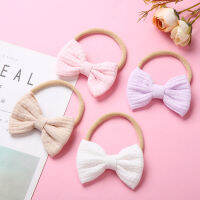 14pcs / lot Handmade Cotton Linen Baby Headband Soft Elastic Nylon Hairbands อุปกรณ์เสริมสําหรับทารก