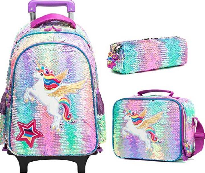 2022 New Kids School Rolling Backpack For Girls School Trolley Bag