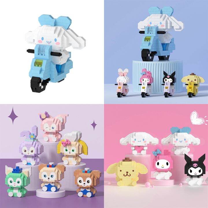 Sanrios Anime Cartoon Kuromi Cinnamoroll Kawaii Building Blocks Micro ...