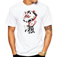 Mononoke Hime Wolf Mens T Shirts Hipster Purified Cotton Short Sleeve Tee Shirt O-Neck T-shirt Streetwear Anime Tops