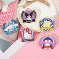 Sanrio College Style Badge Hello Kitty Enamel Pins Kawaii Kuromi My Melody Pom Pom Purin Brooch for Girl Bag Pins Accessories Fashion Brooches Pins