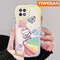 YIWESAN เคสสำหรับ OPPO A15 A35 A15s 4G เคสลายกระต่ายจรวดนักบินอวกาศดีไซน์ใหม่เนื้อครีมขอบคลื่นนุ่มเคสมือถือกันกระแทกแบบใสฝาครอบป้องกันโปร่งใสลายกล้องถ่ายรูปเรียบง่ายอ่อนโยน